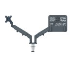 Brazo dual para monitor y portátil Ergo SpaceSaving, gris oscuro

