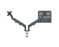 Brazo dual para monitor y portátil Ergo SpaceSaving, gris oscuro
