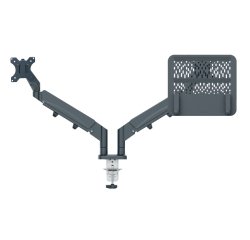Brazo dual para monitor y portátil Ergo SpaceSaving, gris oscuro
