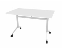 Inklapbare tafel POLLY, L.120 x D.70 cm, wit blad - aluminium
