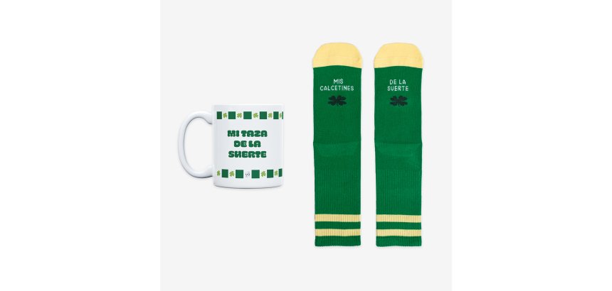 Kit Taza + Calcetines "Mis calcetines de la suerte" GreenVibes Talla 42-46