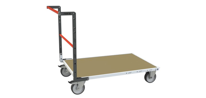 Chariot modulaire tube 1 dossier plateau bois 1000 x 600 mm 500 kg