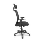 Silla de oficina Parolis respaldo malla negro con cabecero y asiento aran negro
