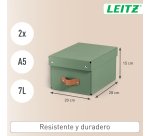 Caja de almacenamiento Leitz Puro con tapa, pequeña, 7L, cartón 100% reciclado, paquete de 2 - Verde - 7