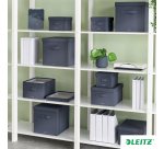 Caja de tela para almacenaje con tapa L, 2 piezas, gris