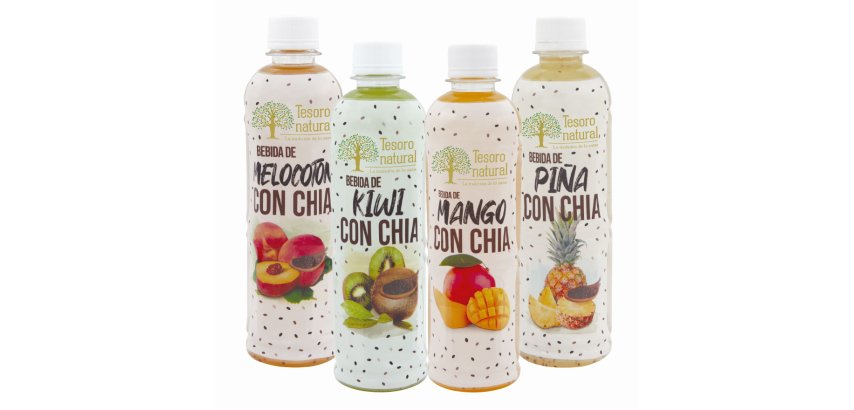 Bebidas saludables  de Chia Tesoro Natural MIX 4 Sabores 450 ml - Pack de 24 undiades