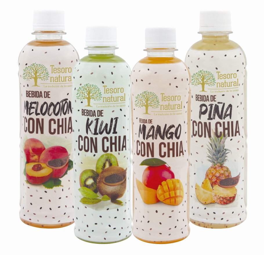 Bebidas saludables de Chia Tesoro Natural MIX 4 Sabores 450 ml