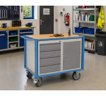Servante établi équipée 4 tiroirs + 1 bloc porte plateau médium 1060 x 680 mm 500 kg roue TPE