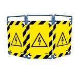 Barrière d'intervention PVC - 3 vantaux - logo DANGER ÉLECTRICITÉ - Noir/Jaune