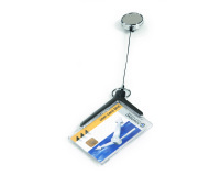 Porte-badge DELUXE PRO pour 1 carte de sécurité avec enrouleur chromé - Boîte de 10 pièces