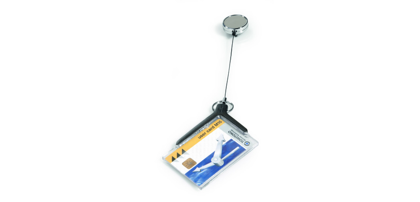 Porte-badge DELUXE PRO pour 1 carte de sécurité avec enrouleur chromé - Boîte de 10 pièces