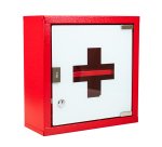 Armoire à pharmacie 1 porte, Métal laqué / Rouge, 300 x 300 x 120 mm