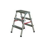 Escabeau double accès 2x3 marches tout aluminium