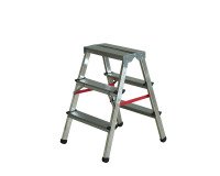 Escabeau double accès 2x3 marches tout aluminium