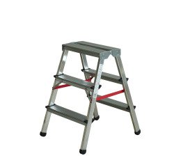 Escabeau double accès 2x3 marches tout aluminium