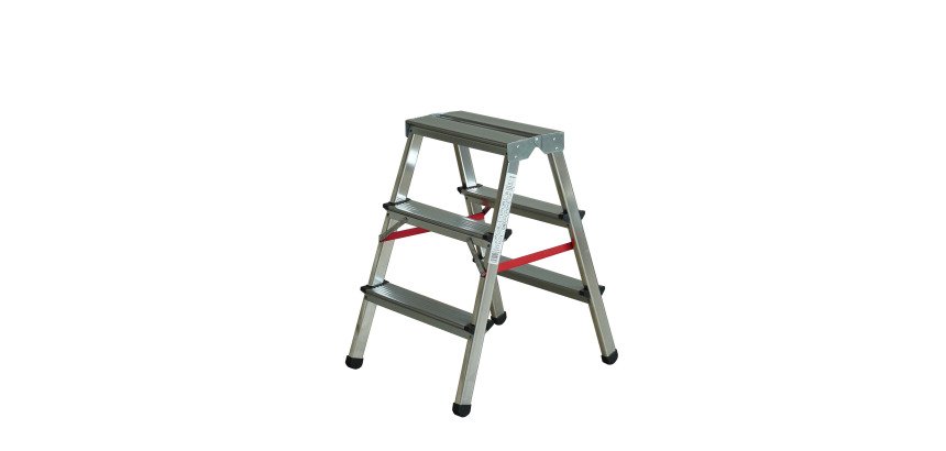 Escabeau double accès 2x3 marches tout aluminium