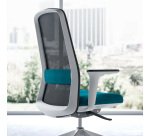 Chaise de bureau ROCKIT tissu et maille - Dossier haut - accoudoirs 1D - structure blanche