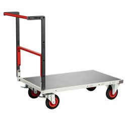 Chariot pliable plateau tôle galvanisée 400 kg 1000 x 600 mm roue caoutchouc Flatpack