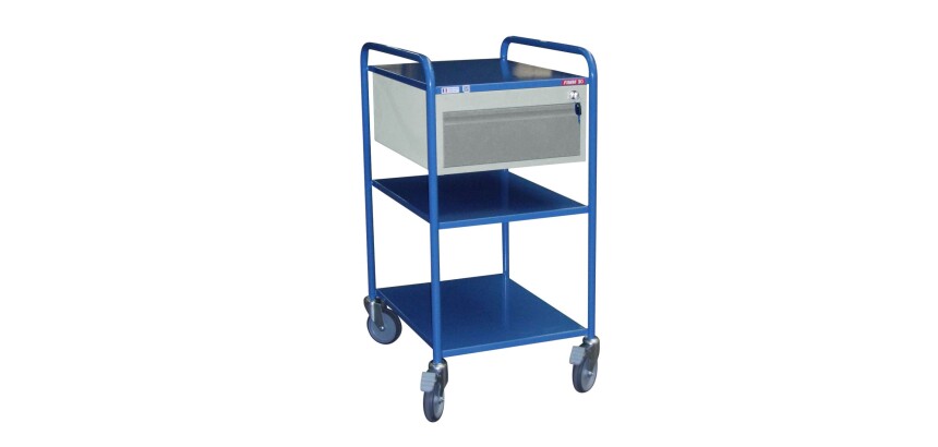 Petite servante 3 plateaux tôle + 1 tiroir 250 kg 635 x 470 mm roue TPE