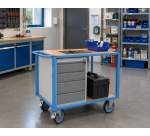 Servante établi équipée 4 tiroirs plateau médium 1060 x 680 mm 500 kg roue TPE