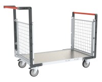 Chariot modulaire grillagé 2 dossiers plateau tôle galvanisée 250 kg 1000 x 600 mm roue TPE