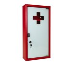 Armoire à pharmacie 1 porte, Métal laqué / Rouge,  600 x 300 x 120 mm