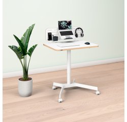 Bureau Leitz assis-debout à roulettes L 80 x P 60 cm compact + Organiseur de bureau avec support pour ordinateur portable  Leitz Ergo