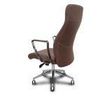 Fauteuil de direction Ergo540 Synchrone, similicuir marron, piètement chromé, roulettes chromées