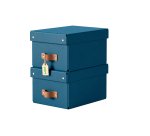 Caja de almacenamiento Leitz Puro con tapa, pequeña, 7L, cartón 100% reciclado, paquete de 2 - Azul marino - 7