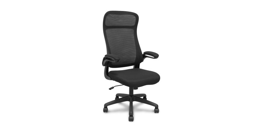 Bürostuhl Opti524 mit schwarzer Netzrückenlehne und schwarzem Stoffsitz