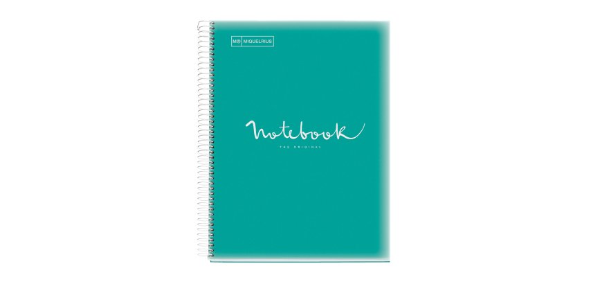 Notebook Emotions, Couverture souple, A4, quadrillage 5x5 mm, 80 feuilles de 1 couleur, Miquelrius, Turquoise.
