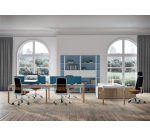Chaise de bureau ROCKIT tissu et maille - Dossier haut - accoudoirs 1D - structure blanche