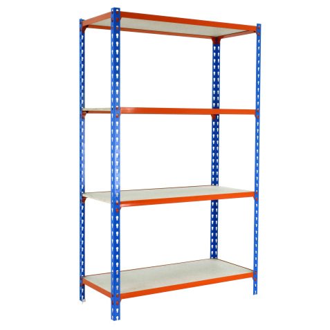 Estantería maderclick 4/400 1500 azul/naranja/madera
