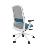 Chaise de bureau ROCKIT tissu et maille - Dossier haut - accoudoirs 1D - structure blanche
