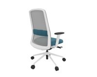 Office chair ROCKIT, fireproof fabric and mesh, high back, 1D armrests, white frame