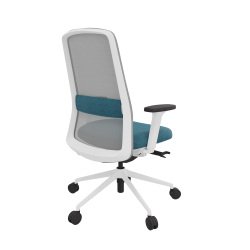Chaise de bureau ROCKIT tissu et maille - Dossier haut - accoudoirs 1D - structure blanche