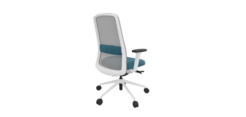 Bureaustoel ROCKIT stof en mesh - Hoge rugleuning - 1D-armleuningen - witte structuur
