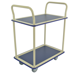 Desserte 2 plateaux tôle enrobés de caoutchouc 200 kg 725 x 465 mm