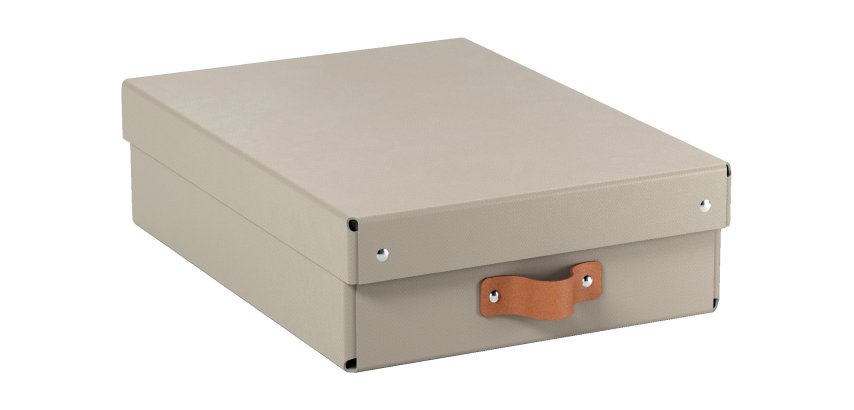 Caja de almacenamiento Leitz Puro con tapa, media baja, 8L, cartón 100% reciclado, paquete de 2 - Beige - 8