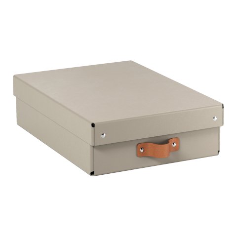 Caja de almacenamiento Leitz Puro con tapa, media baja, 8L, cartón 100% reciclado, paquete de 2 - Beige - 8
