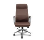 Fauteuil de direction Ergo540 Synchrone, similicuir marron, piètement chromé, roulettes chromées