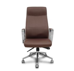 Fauteuil de direction Ergo540 Synchrone, similicuir marron, piètement chromé, roulettes chromées