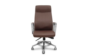 Fauteuil de direction Ergo540 Synchrone, similicuir marron, piètement chromé, roulettes chromées