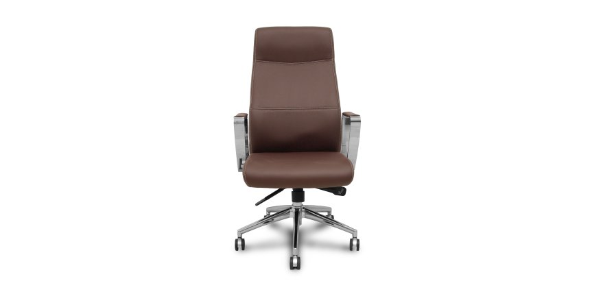 Fauteuil de direction Ergo540 Synchrone, similicuir marron, piètement chromé, roulettes chromées