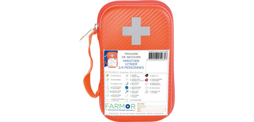 Trousse de secours Miroitier/Vitrier 2/4 personnes en PU orange