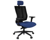 Fauteuil de bureau ergonomique MAXPRO NOIR, tissu et maille, avec accoudoirs 2D et appui-tête, mécanisme synchrone, pieds noirs