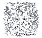 Tables hautes KIDS à colorier - Motif Transports - Lot de 2