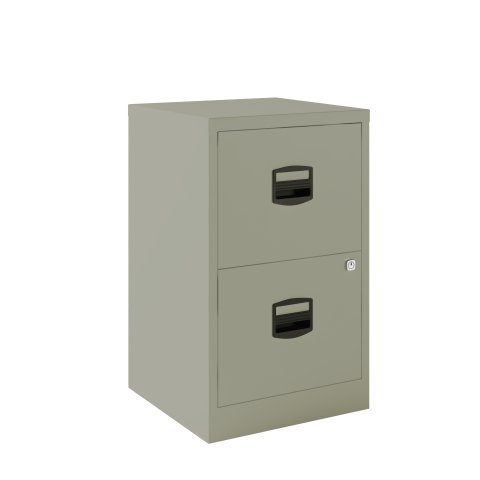 Cajonera monoblock-montada PFA2 Bisley 2 cajones archivo. Fija - Gris claro - Gris claro RAL 7035