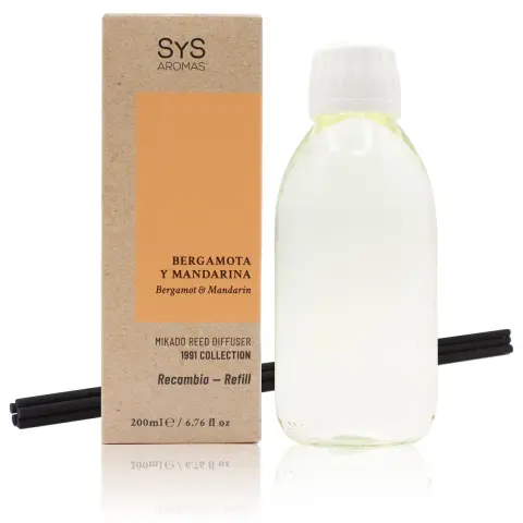 Recambio Mikado Bergamota y Mandarina 200ml + Palos 1991 SYS