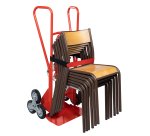 Diable porte-chaises acier 250/70 kg bavette réglable poignée fermée roue étoile caoutchouc